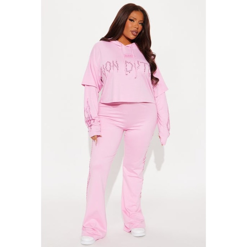 nwt von dutch pink rhinestone flame‎ cropped hoodie street wear y2k XL